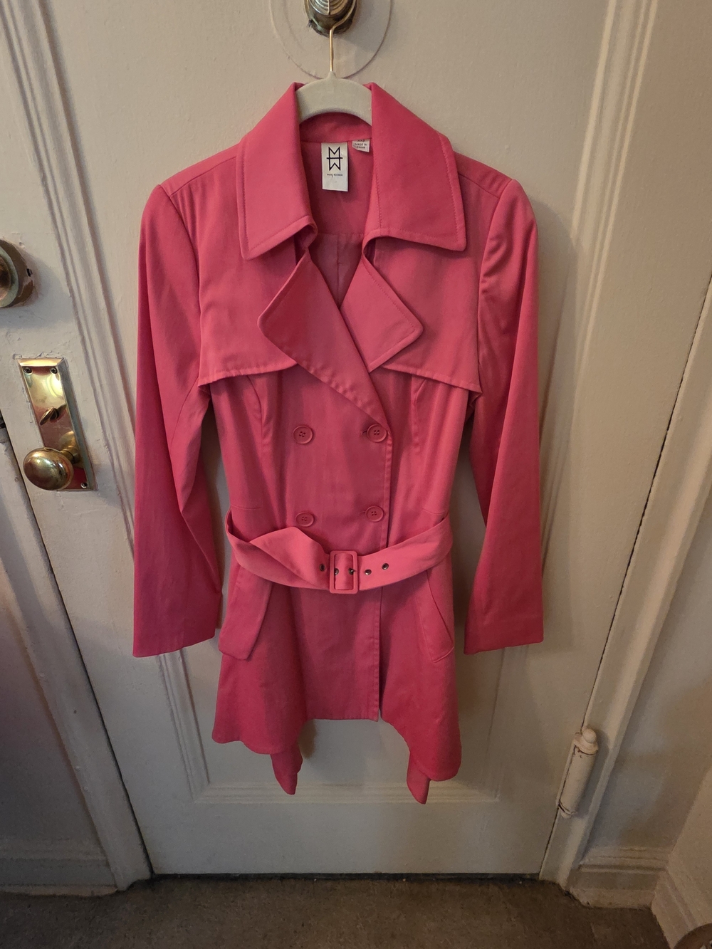 Marc Bouwer Women's Pink Trench Coat with Belt